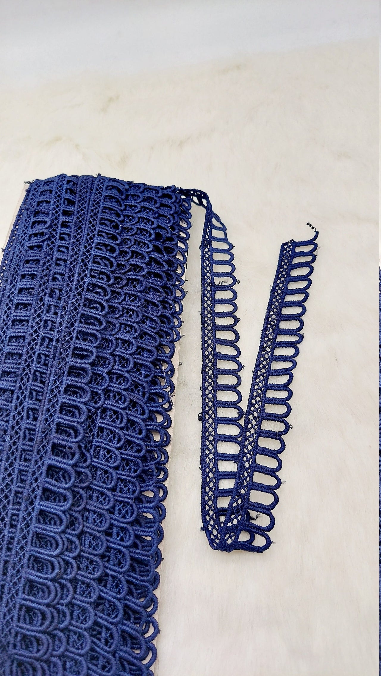 9 Yards Navy Blue Embroidery Cotton Lace Trim, Approx. 20mm Wide, Fringe Trim