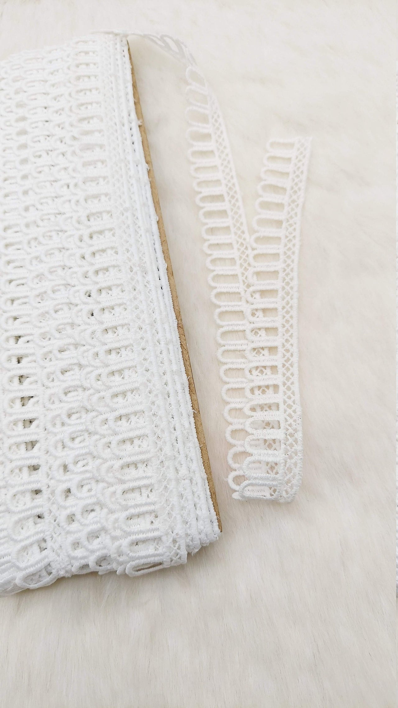 9 Yards White Embroidery Cotton Lace Trim, Approx. 20mm Wide, Fringe Trim