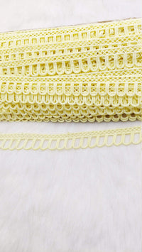 Thumbnail for 9 Yards Yellow Embroidery Cotton Lace Trim, Approx. 20mm Wide, Fringe Trim