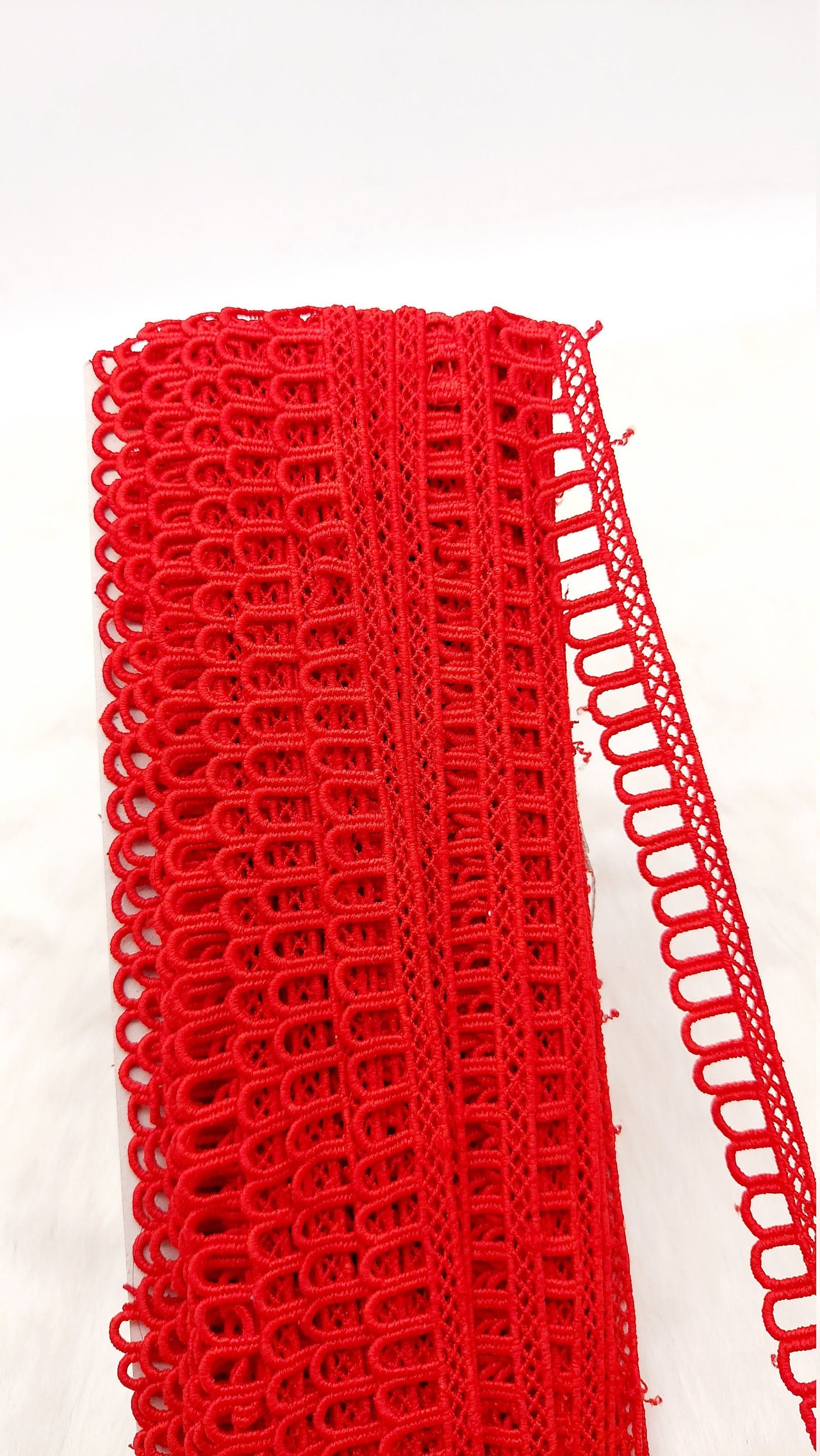 9 Yards Red Embroidery Cotton Lace Trim, Approx. 20mm Wide, Fringe Trim