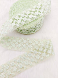 Thumbnail for 9 Yards Soft Net Lace Floral Embroidery and Sequins, Sari Border, Decorative Trim