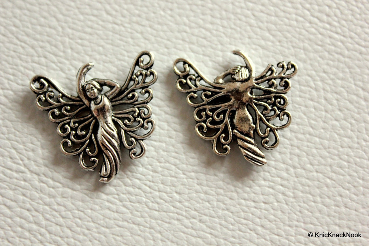 2 x Tibetan Silver Angel Girl Pendants / Charms