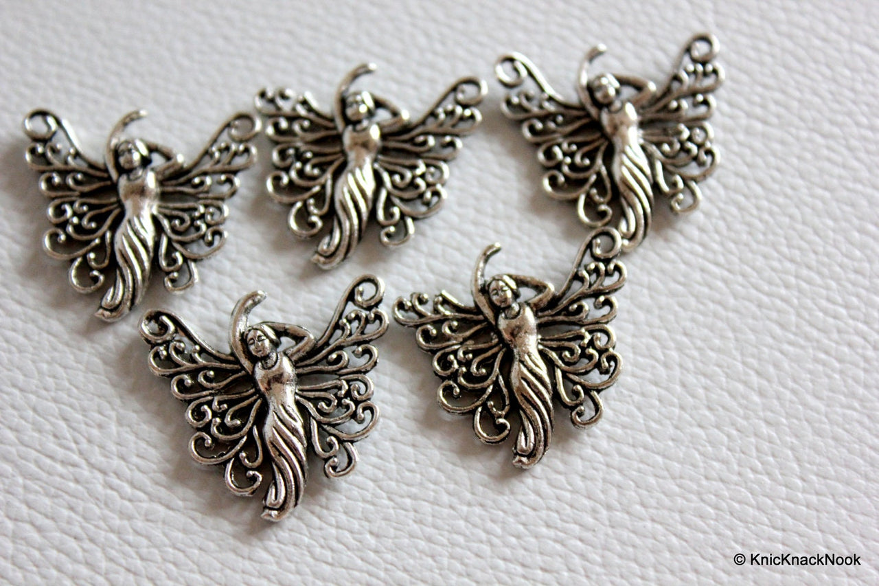 2 x Tibetan Silver Angel Girl Pendants / Charms