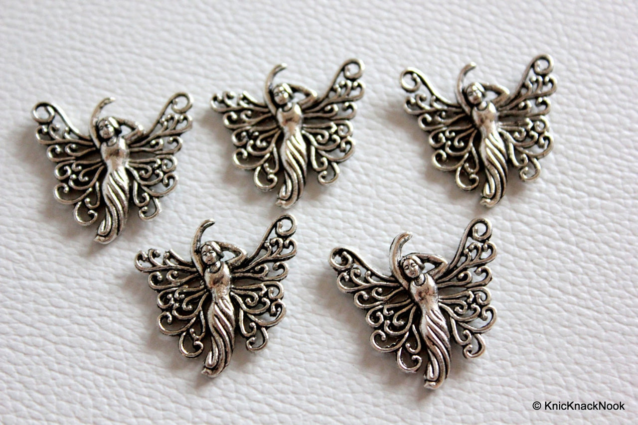 2 x Tibetan Silver Angel Girl Pendants / Charms
