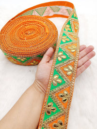 Thumbnail for Silk Fabric Trim, Gold Gota Patti Indian Sari Border Trim By Yard Decorative Trim Craft Lace, Two Colour Trim