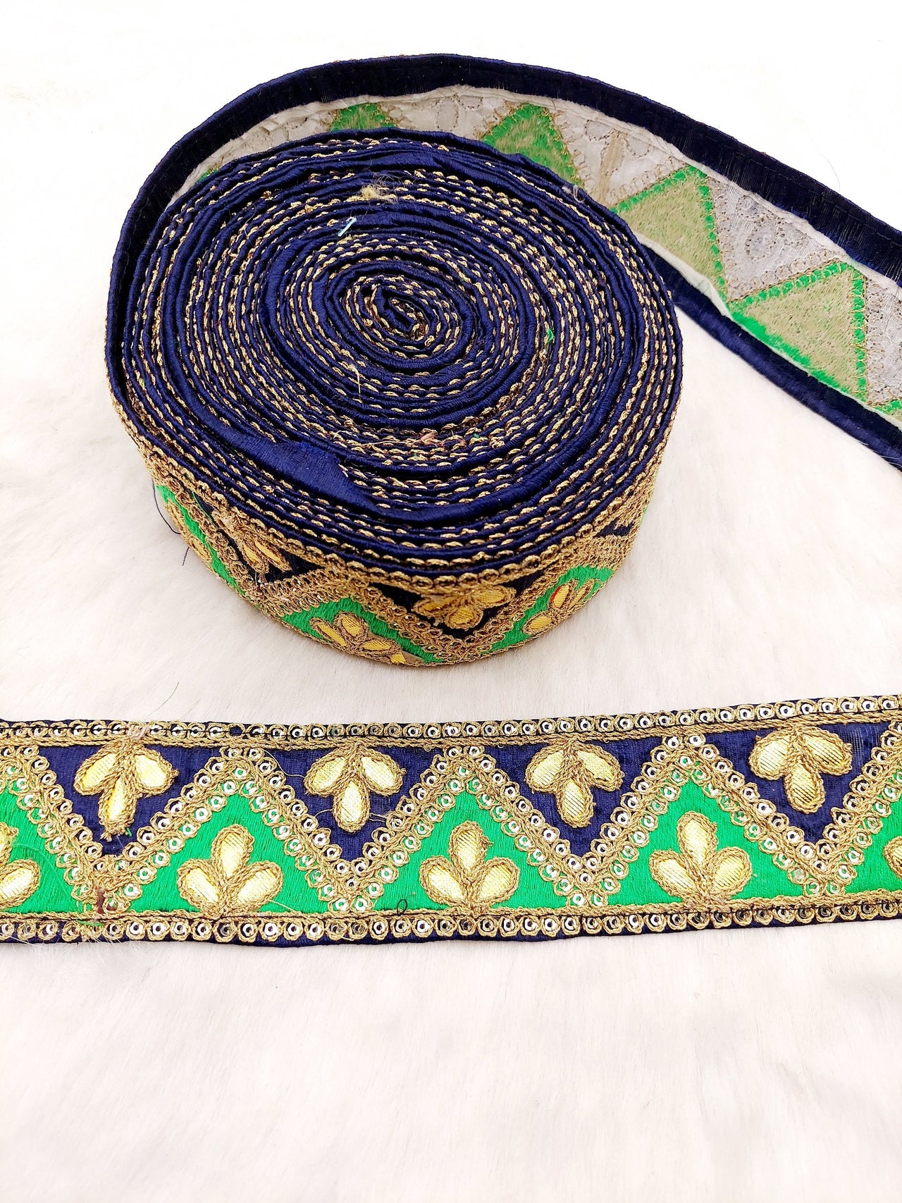 Silk Fabric Trim, Gold Gota Patti Indian Sari Border Trim By Yard Decorative Trim Craft Lace, Two Colour Trim