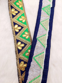 Thumbnail for Silk Fabric Trim, Gold Gota Patti Indian Sari Border Trim By Yard Decorative Trim Craft Lace, Two Colour Trim