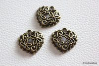 Thumbnail for 5 x Zinc Alloy Bronze Heart pendants