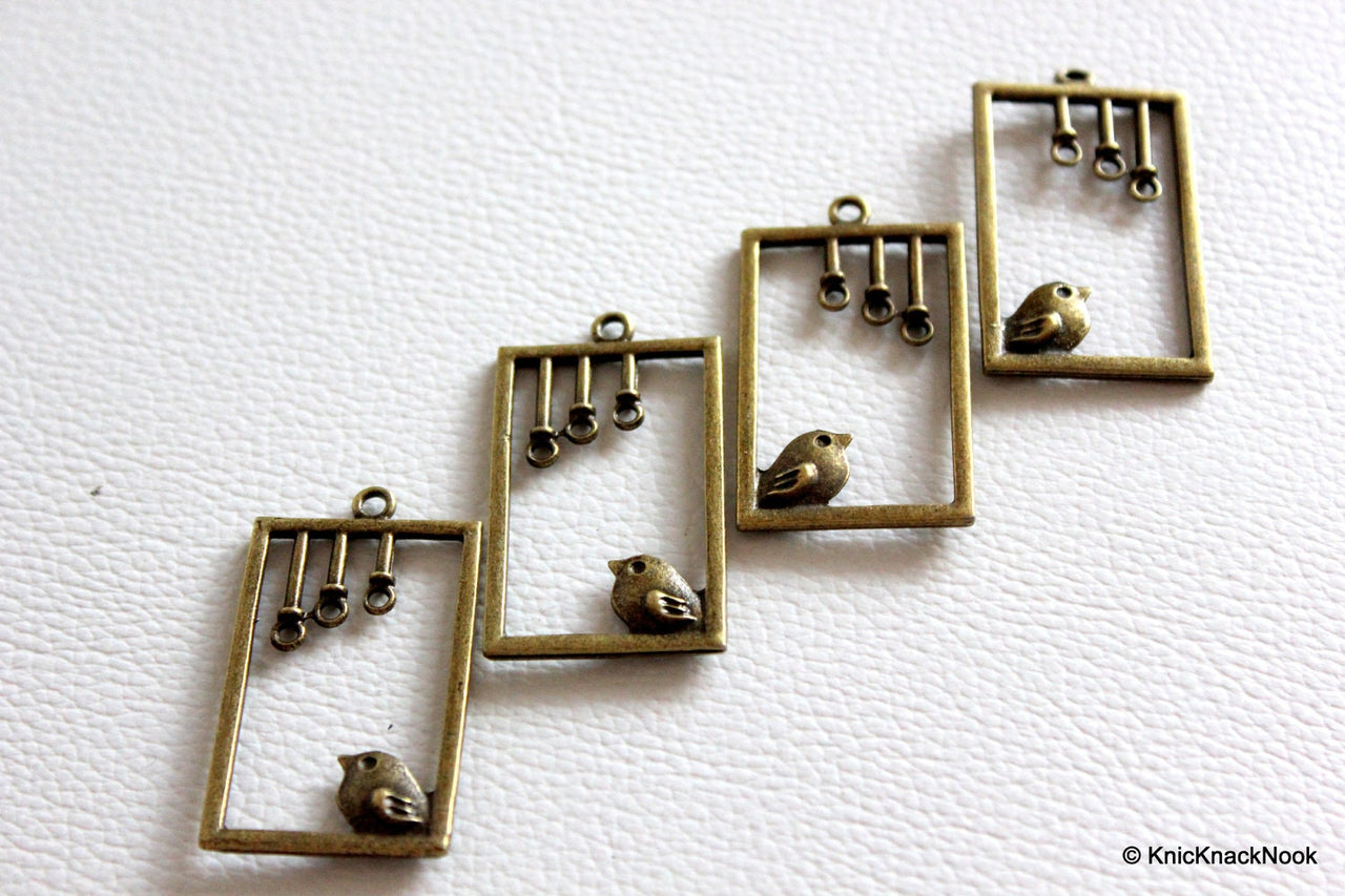 1 x Bronze Plated Birds Rectangle Pendants