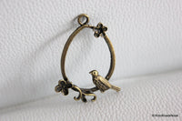 Thumbnail for 1 x Bronze Plated Birds With Flowers Pendants