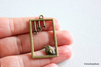 Thumbnail for 1 x Bronze Plated Birds Rectangle Pendants