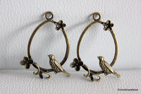 Thumbnail for 1 x Bronze Plated Birds With Flowers Pendants