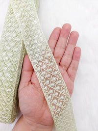 Thumbnail for Soft Net Lace Floral Embroidery and Sequins, Sari Border, Decorative Trim