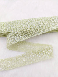 Thumbnail for Soft Net Lace Floral Embroidery and Sequins, Sari Border, Decorative Trim