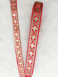Thumbnail for Art Silk Trim with Gold Embroidery and Sequins Indian Sari Border Trim By 3 Yards Decorative Trim Craft Lace, 10 Colours