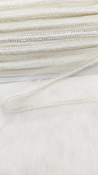 Thumbnail for Net Lace In Beaded Embroidery, Hand Embroidered Bead Lace, Beaded Wedding Lace