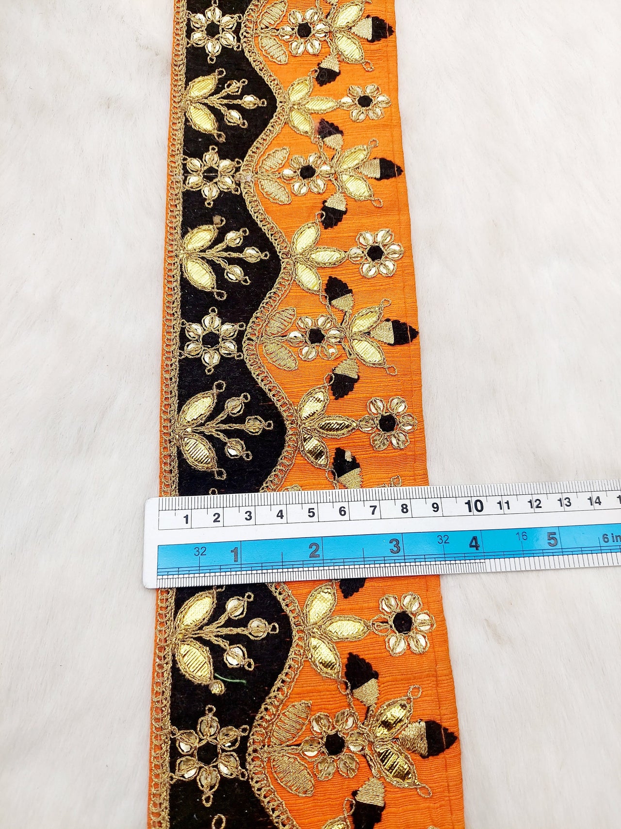 Silk Fabric Trim, Floral Embroidery Gold Gota Patti Indian Sari Border Trim By Yard Decorative Trim Craft Lace
