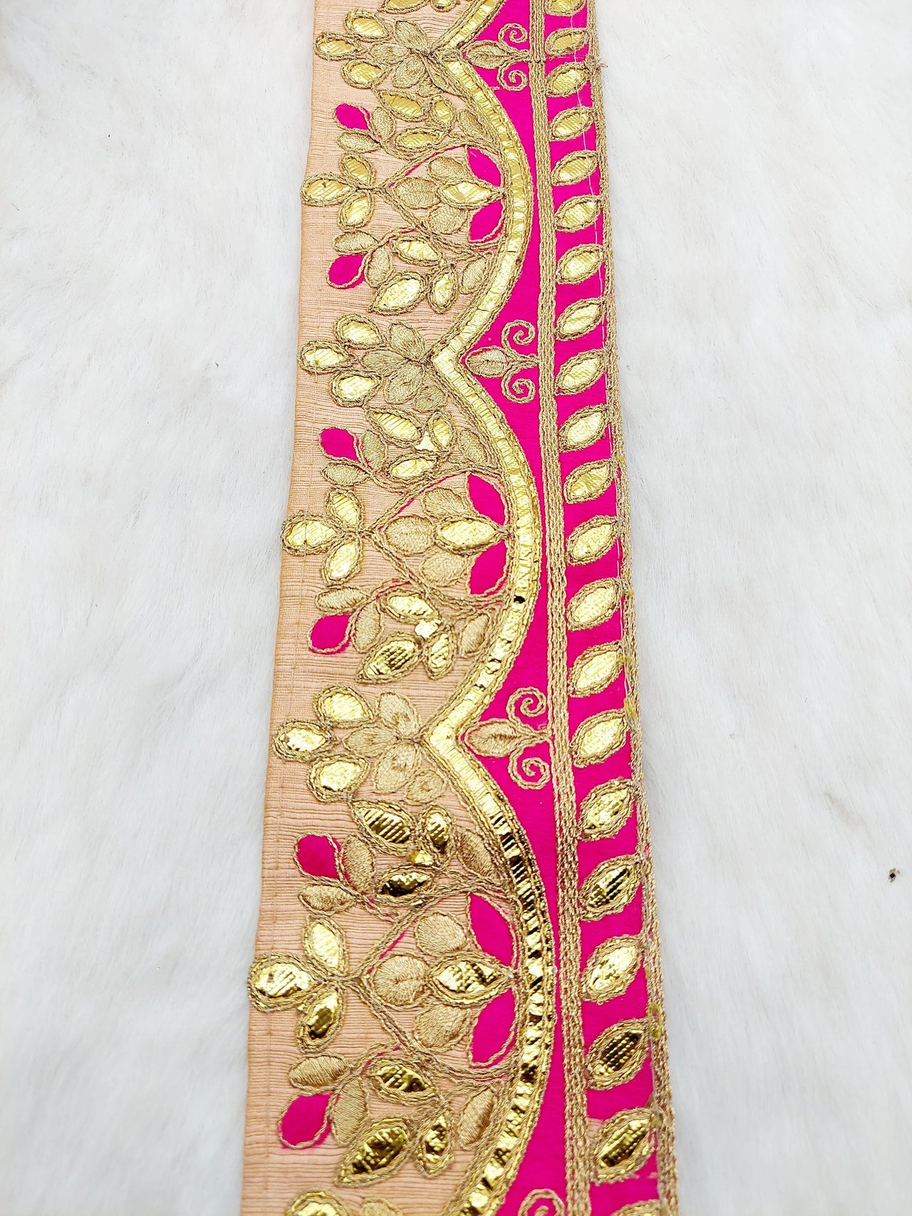 Silk Fabric Trim, Floral Gold Gota Patti Indian Sari Border Trim By Yard Decorative Trim Craft Lace