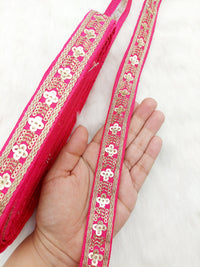 Thumbnail for Art Silk Trim with Gold Embroidery and Sequins Indian Sari Border Trim By 3 Yards Decorative Trim Craft Lace, 10 Colours