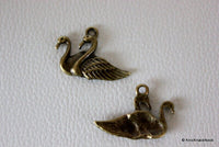 Thumbnail for 6 x Zinc Alloy Bronze Tone Swan Charms Pendants 30mmx20mm