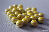 Thumbnail for 10mm Yellow Striped Round Resin Spacer Beads x 10
