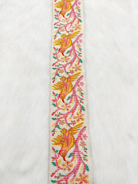 Thumbnail for Jacquard Saree Border, Birds Woven Thread Work Trim, Jacquard Trimming Decorative Trim