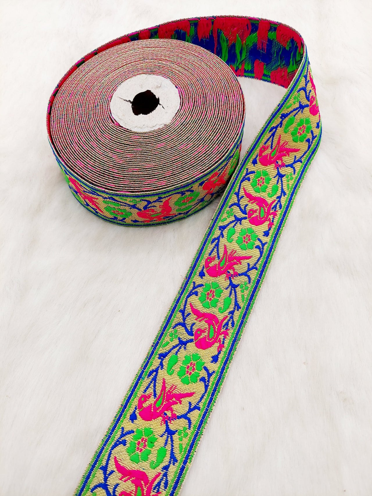 Polyester Jacquard Saree Border, Birds Woven Thread Work Trim, Jacquard Trimming Decorative Trim