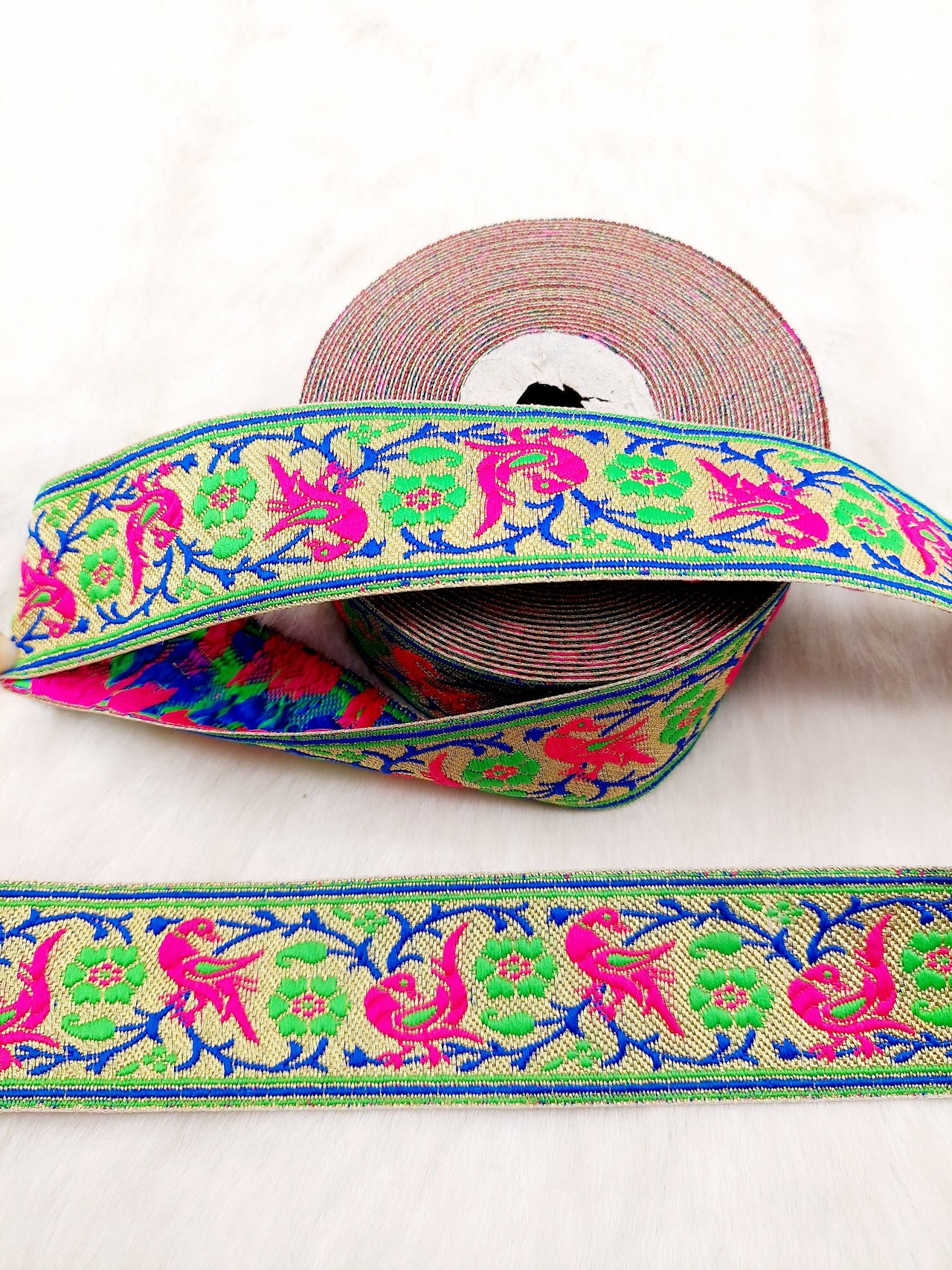 Polyester Jacquard Saree Border, Birds Woven Thread Work Trim, Jacquard Trimming Decorative Trim