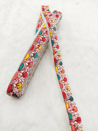 Thumbnail for White Tissue Fabric Trim In Multicoloured Floral Embroidery With Matt Gold Sequins, Lace Trim By 9 Yards Indian Decorative Trim, Ribbon
