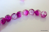 Thumbnail for 10 mm Purple and Clear Two Tone Crackle Glass Beads x 10