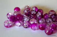 Thumbnail for 10 mm Purple and Clear Two Tone Crackle Glass Beads x 10
