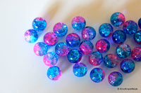 Thumbnail for 12 mm Pink and Turquoise Two Tone Crackle Glass Beads x 10
