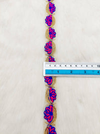 Thumbnail for Off White Tissue Fabric Trim In Floral Embroidery, Gold Lace Trim By 9 Yards Indian Decorative Trim, Ribbon