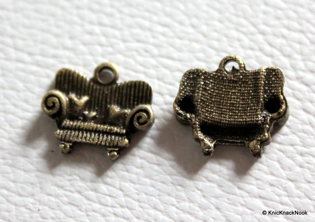 10 x Sofa Bronze tone Charms / Pendants 14mmx16mm