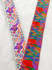 Thumbnail for Jacquard Saree Border, Birds Woven Thread Work Trim, Jacquard Trimming Decorative Trim