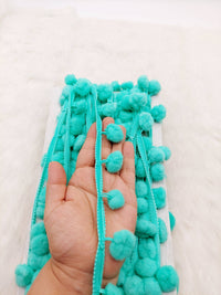 Thumbnail for 9 yards x Wholesale Green Pom Pom Fringe Trim, Pompom Trimming, Tassels