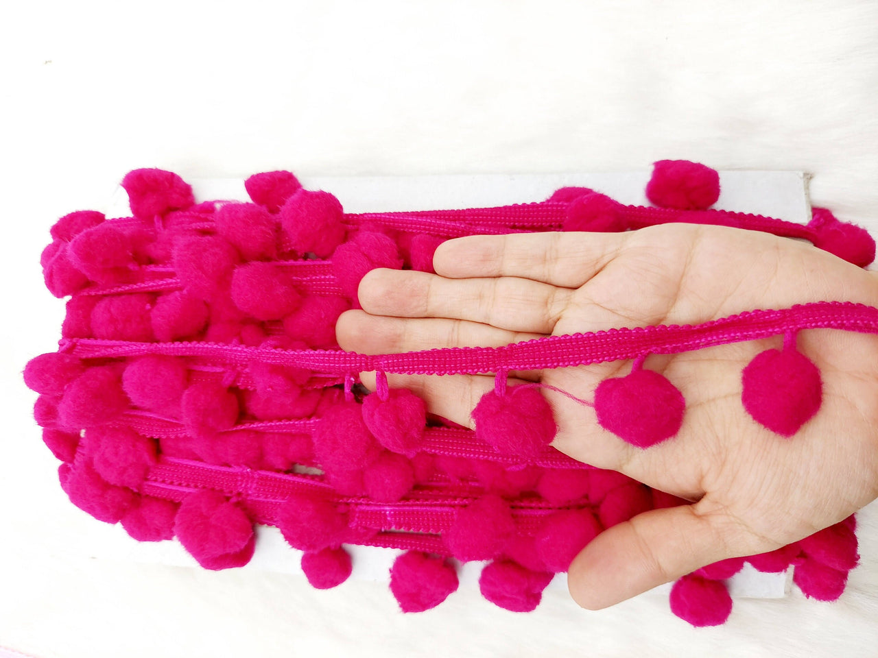 9 yards x Wholesale Pink Pom Pom Fringe Trim, Pompom Trimming, Tassels