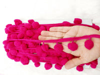 Thumbnail for 9 yards x Wholesale Pink Pom Pom Fringe Trim, Pompom Trimming, Tassels