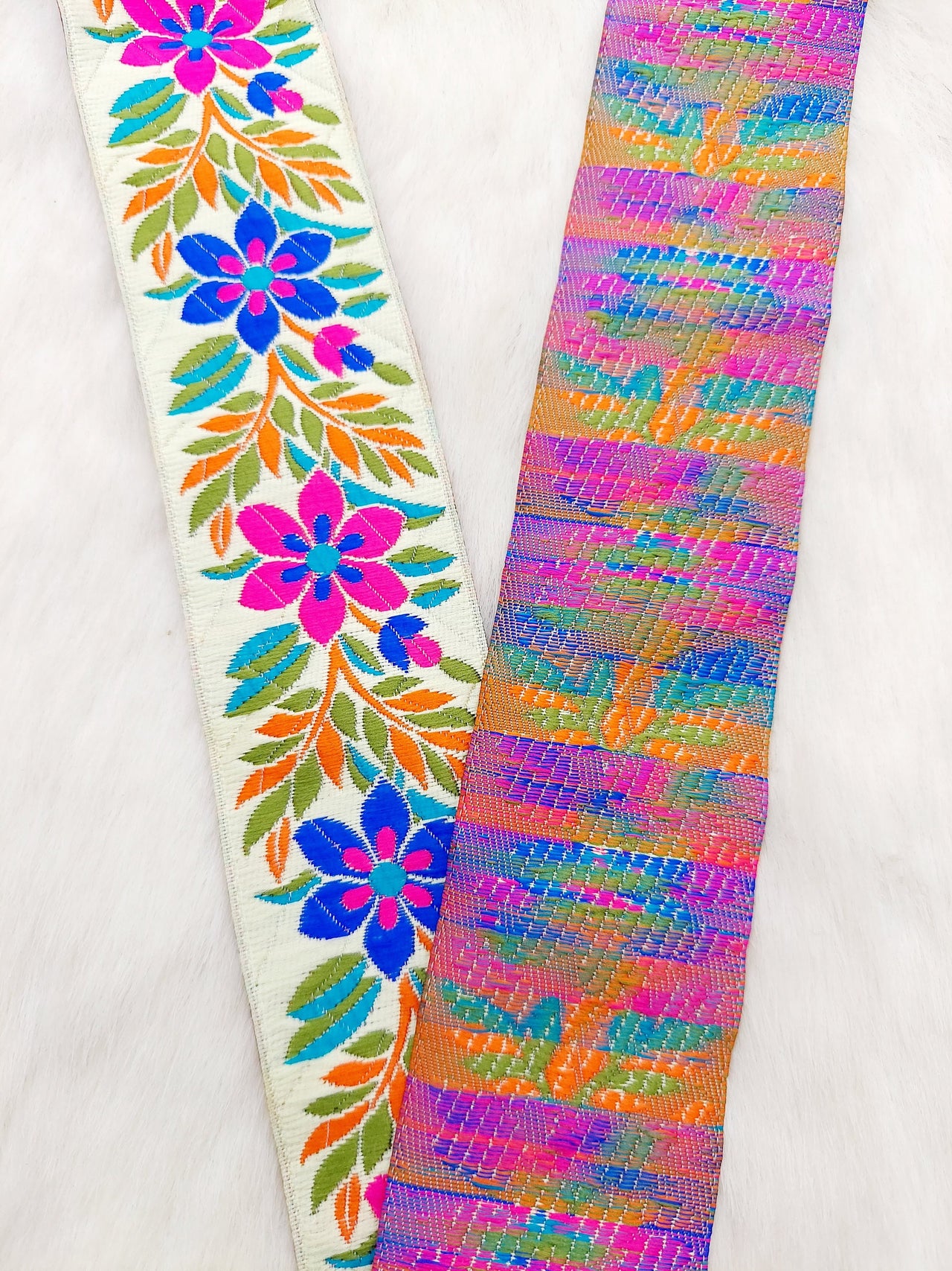 Floral Jacquard Saree Border, Woven Thread Work Trim, Jacquard Trimming Decorative Trim