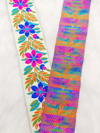 Thumbnail for Floral Jacquard Saree Border, Woven Thread Work Trim, Jacquard Trimming Decorative Trim
