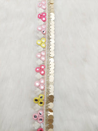 Thumbnail for White Fringe Trim With Mirrors, Boho, Bohemian Trim