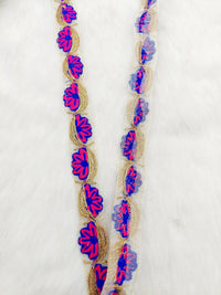 Thumbnail for Off White Tissue Fabric Trim In Floral Embroidery, Gold Lace Trim By 9 Yards Indian Decorative Trim, Ribbon