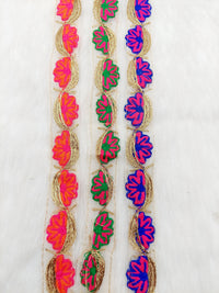 Thumbnail for Off White Tissue Fabric Trim In Floral Embroidery, Gold Lace Trim By 9 Yards Indian Decorative Trim, Ribbon