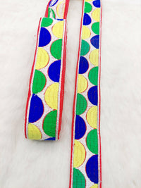 Thumbnail for Geometric Semi Circle Embroidery Lace Trim, Sari Border, Trim by 3 Yards