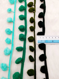 Thumbnail for 9 yards x Wholesale Green Pom Pom Fringe Trim, Pompom Trimming, Tassels