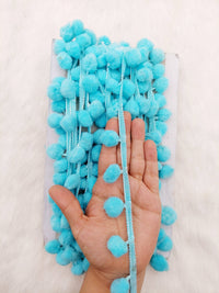 Thumbnail for 9 yards x Wholesale Blue Pom Pom Fringe Trim, Pompom Trimming, Tassels