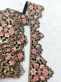 Thumbnail for Hand Embroidered Cutwork Lace Trim In Gold Floral Embroidery, Sari Border, Trim by Yard
