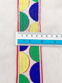 Thumbnail for Geometric Semi Circle Embroidery Lace Trim, Sari Border, Trim by 3 Yards