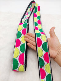Thumbnail for Geometric Semi Circle Embroidery Lace Trim, Sari Border, Trim by 3 Yards