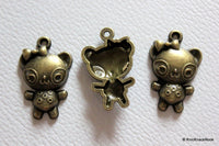 Thumbnail for 3 x Zinc Alloy Antique Bronze Tone Cat Charms Pendants 30mm x 20mm